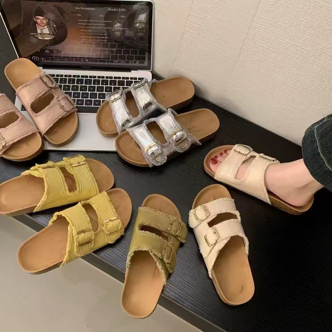 162复古厚底凉拖鞋女夏外穿新款松糕底百搭勃肯一字拖