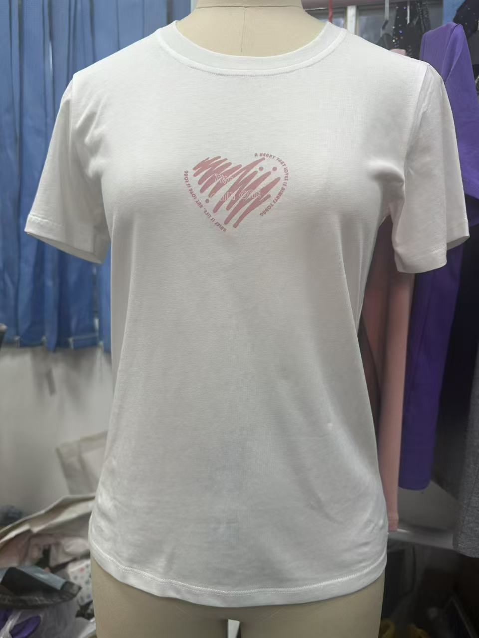 纯棉夏季白色圆领印花宽松透气轻薄短袖T恤百搭上衣女款针织休闲