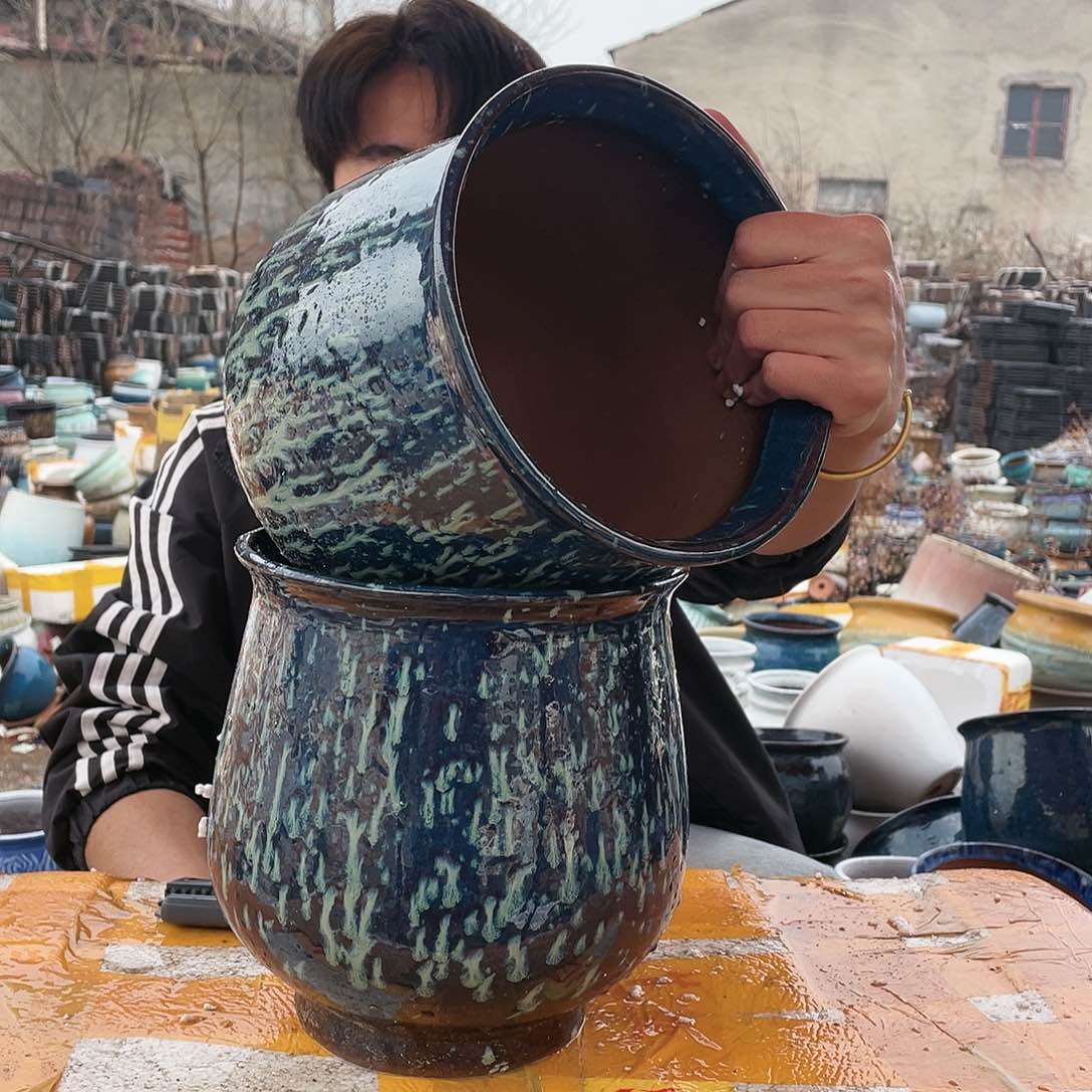 宜兴紫砂粗陶花盆