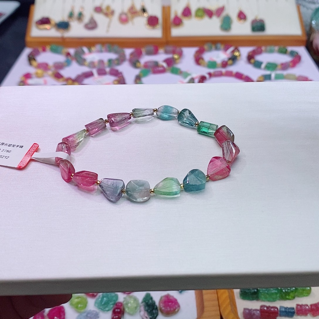 碧玺碧玺m未镶嵌西瓜原石手链