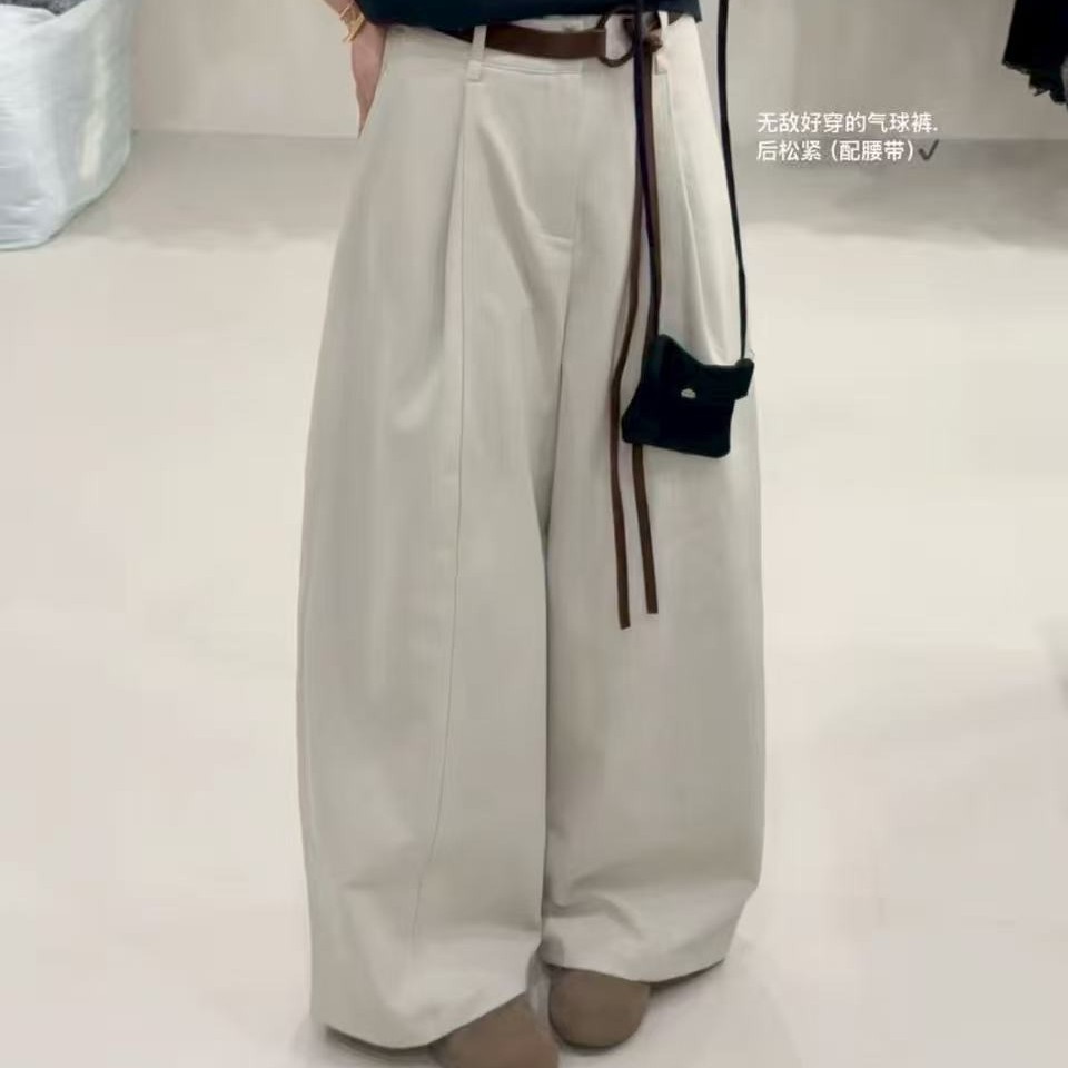 韩系2025秋季新款简约显瘦高腰直筒裤女宽松显瘦百搭休闲阔腿裤
