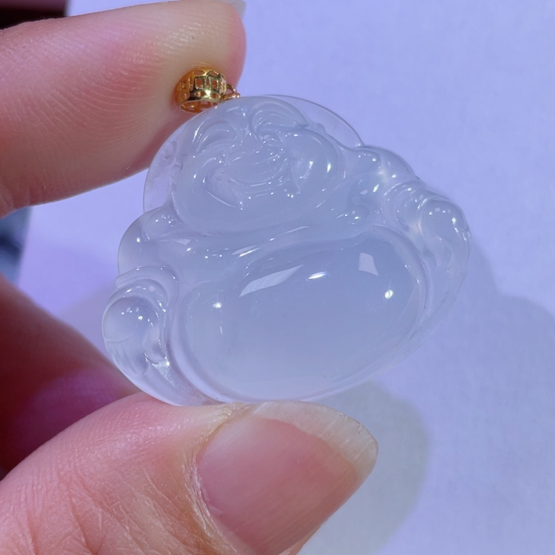 翡翠颈饰18K金镶嵌佛公