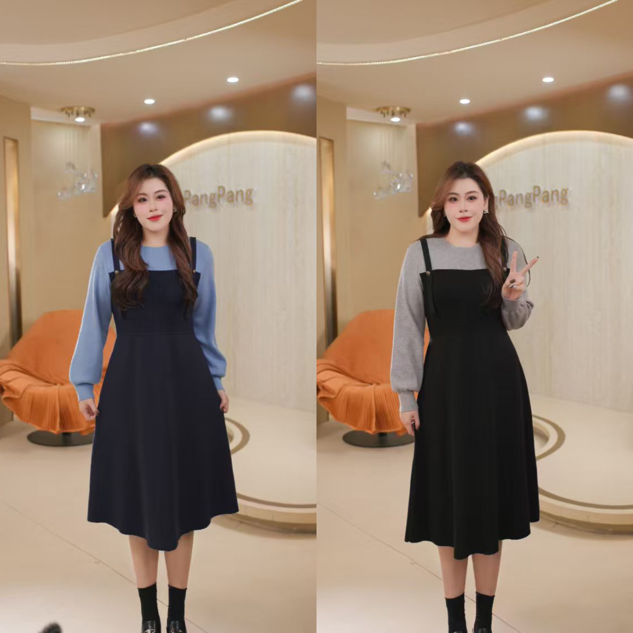 【玲胖胖 蓝色记忆 】宽松时尚百搭显瘦大码女装连衣裙LPP62022