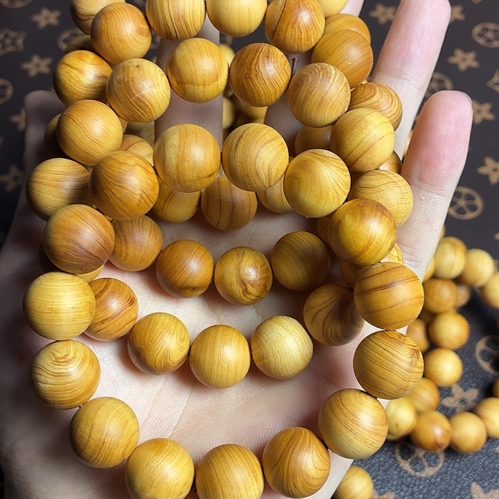 柏木（崖柏）手串/手链崖柏15mm白泥膏水波