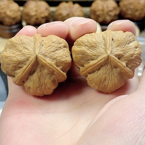 文玩核桃把件碟桩玉璧带彩39