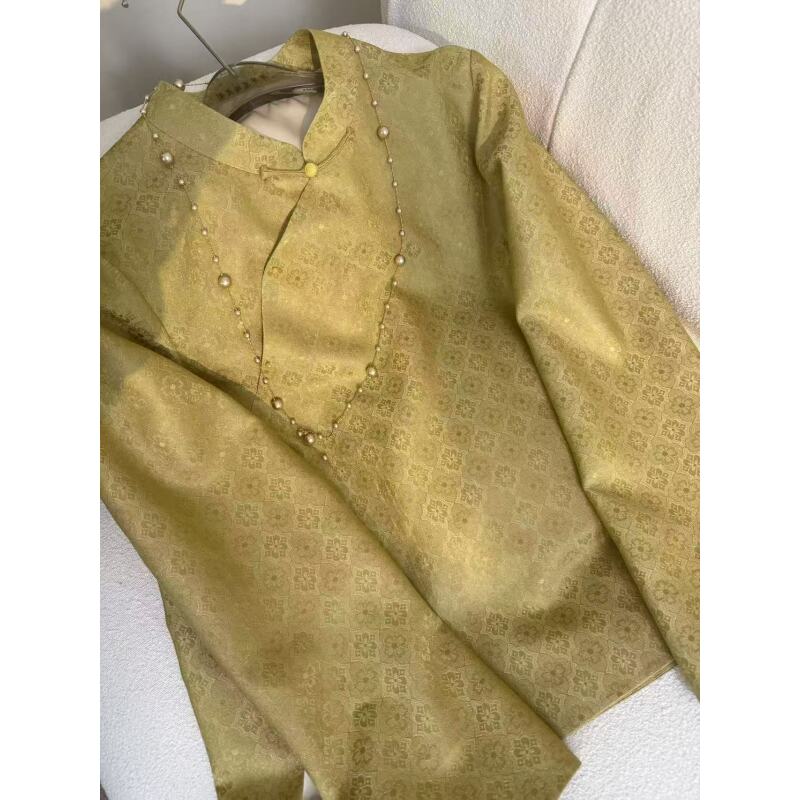 QIAN【春晖再续】桑蚕丝打底小衫立领正肩带内衬上衣