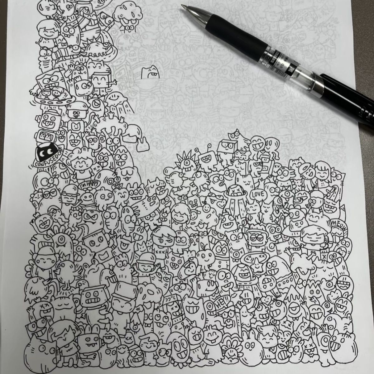 【20张送黑笔】摸鱼线条画简笔画控笔练习画画图稿上班无聊解压临摹