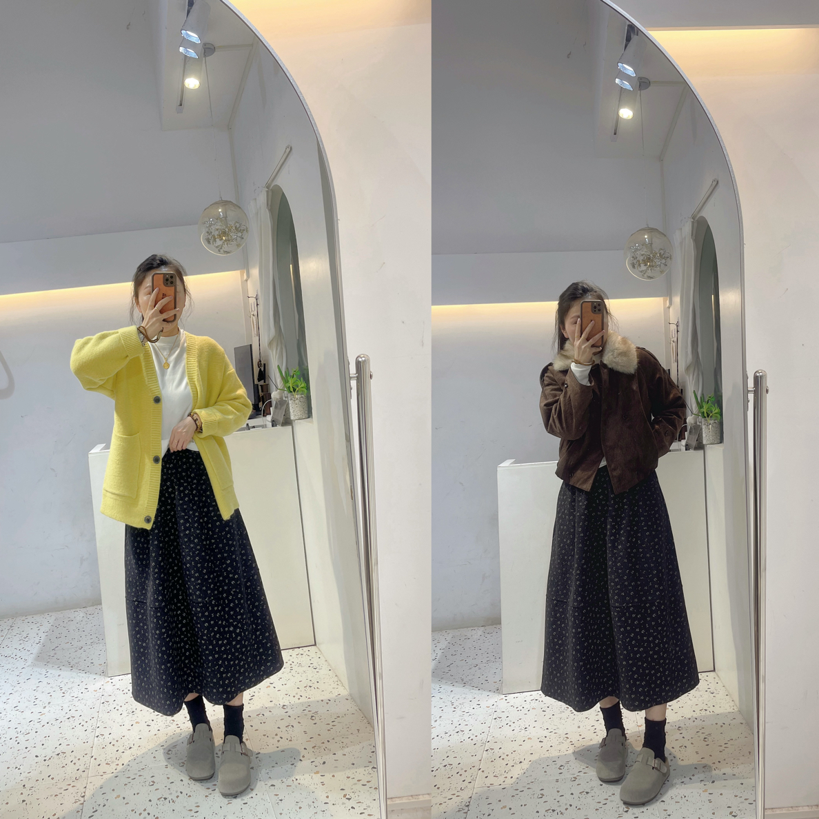韩系温婉氛围感碎花半身裙很遮胯88929