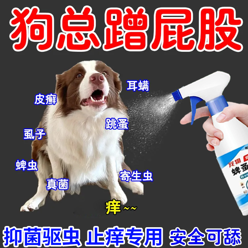 狗狗身上痒一直蹭屁股总挠痒喷剂除跳蚤虱子螨虫蜱虫幼犬小狗驱虫