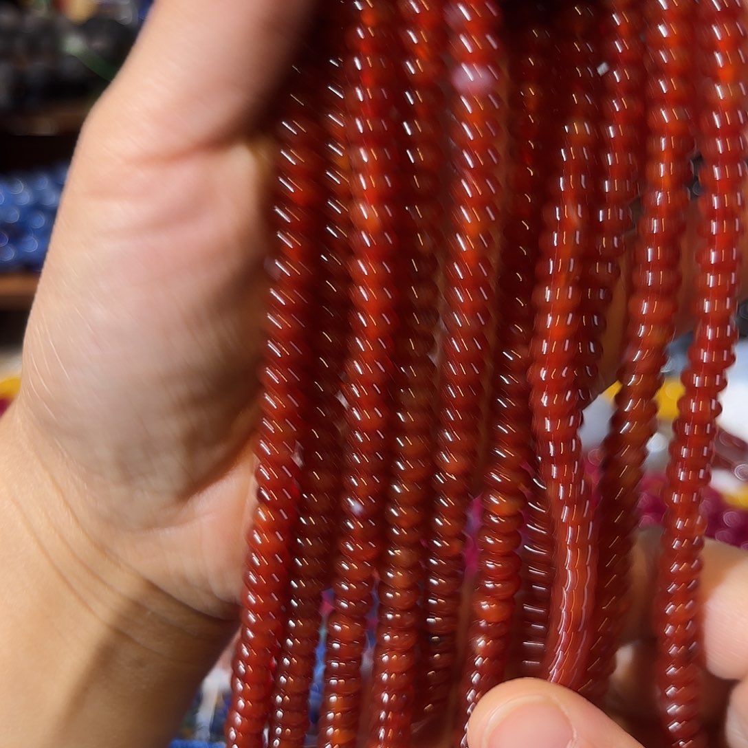 玛瑙/玉髓未镶嵌珠宝半成品红玛瑙卡3-6一条