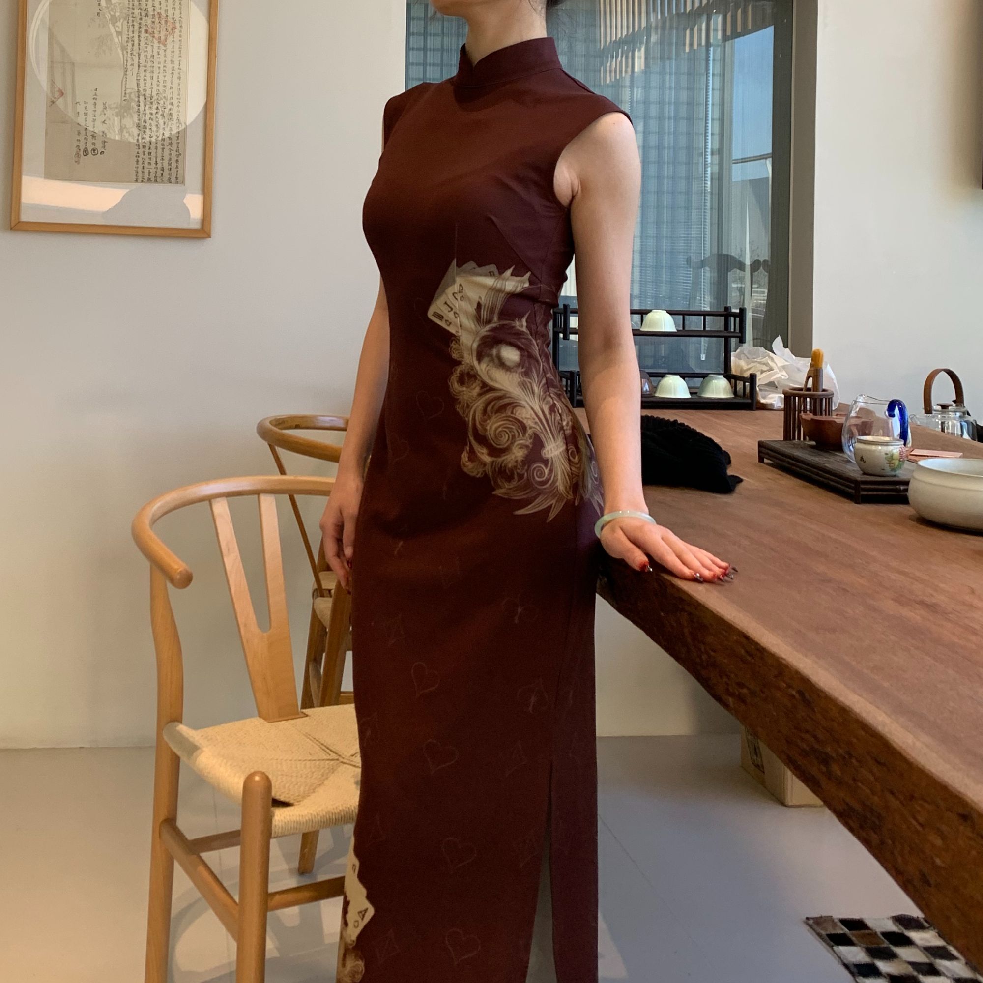 花猫家原创印花【决胜21点】港工旗袍