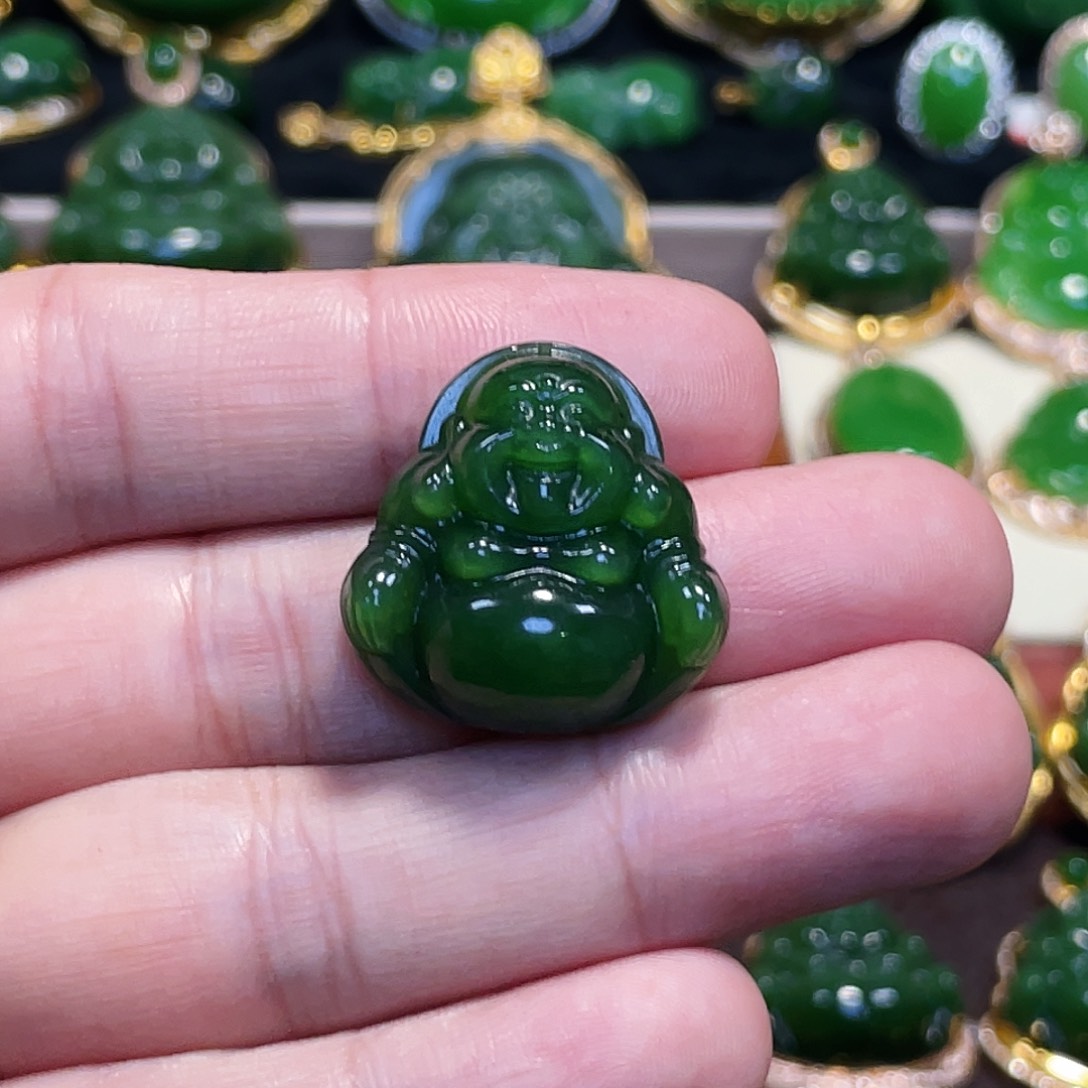 和田玉（碧玉）未镶嵌吊坠(不含链)W***…25mm