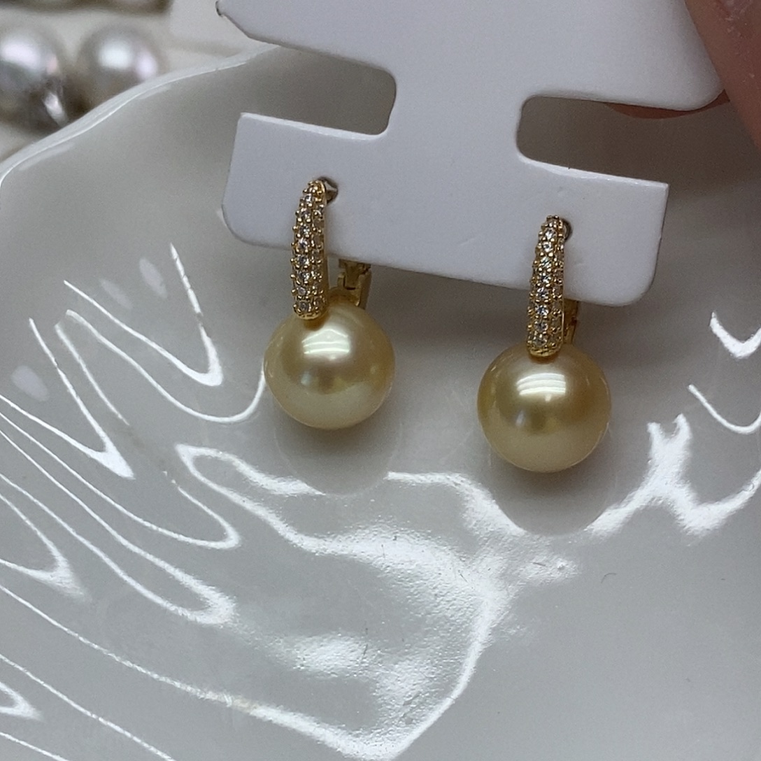 银S925镶嵌耳饰海水珍珠