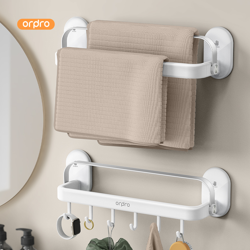 吸盘上翻式毛巾架卫生间壁挂太空铝挂钩浴室挂架置物架厕所卫生间