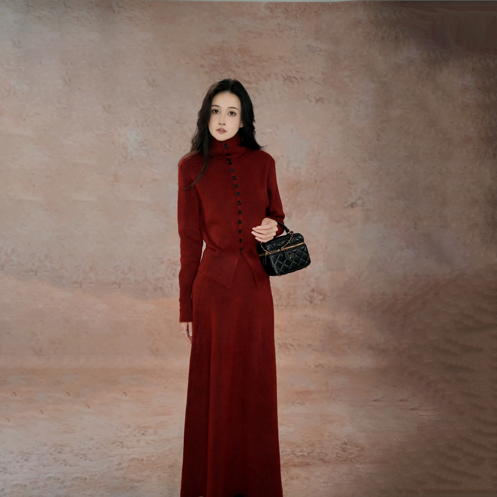 慵懒风毛衣针织半身裙+上衣秋冬感觉别致绝美套装