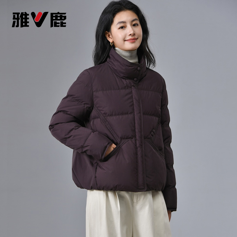 V/雅鹿YLH01B14600新国标90绒 新款羽绒服女短款加厚时尚冬装外套