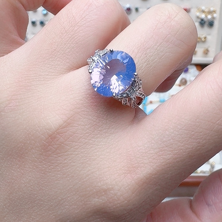 水晶戒指银S925镶嵌戒指