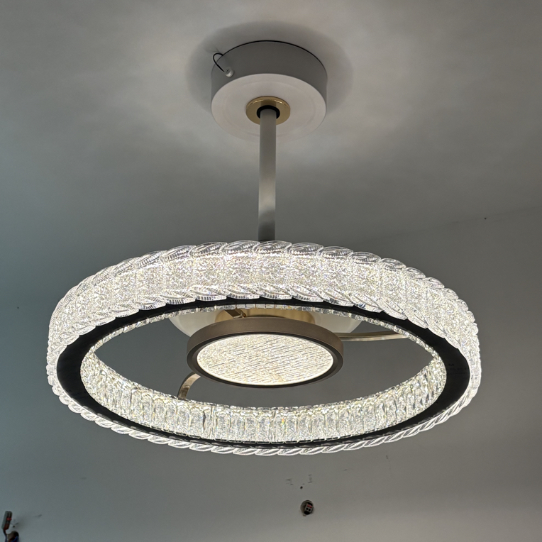 中山餐厅吸顶灯新款个性时尚豪华别墅圆形卧室吸顶房间风扇