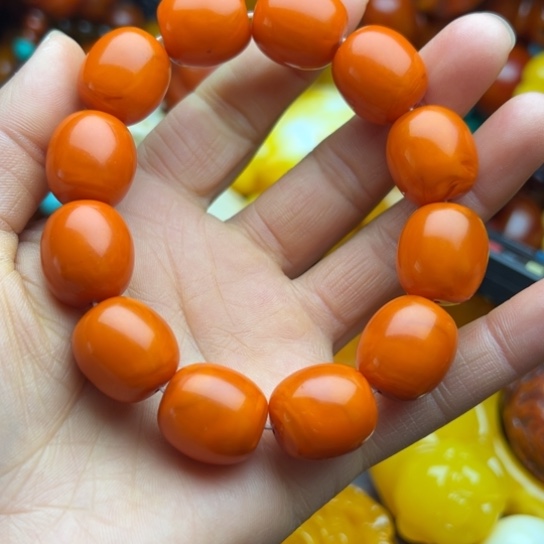 琥珀（花珀）手串未镶嵌蜜蜡