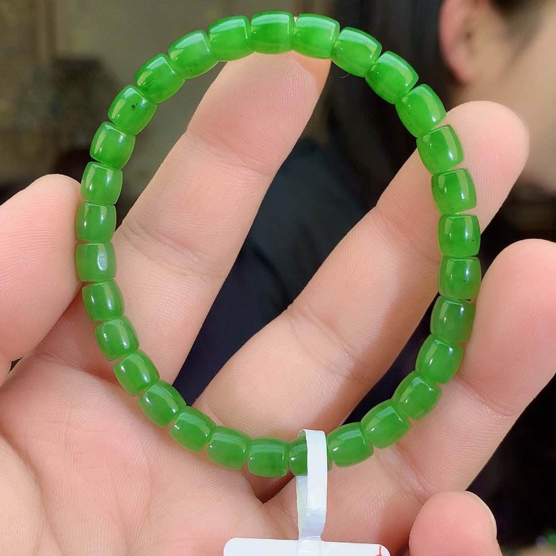 吊坠(不含链)银S925镶嵌和田玉（碧玉）手链