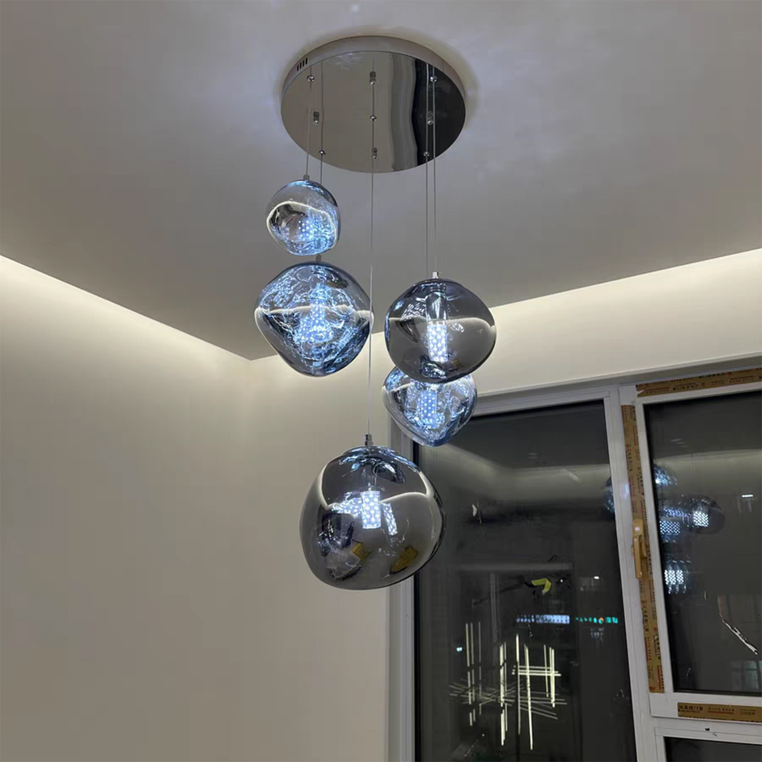 熔岩楼梯长吊灯设计师挑空复式楼现代简约餐厅别墅loft公寓客厅灯