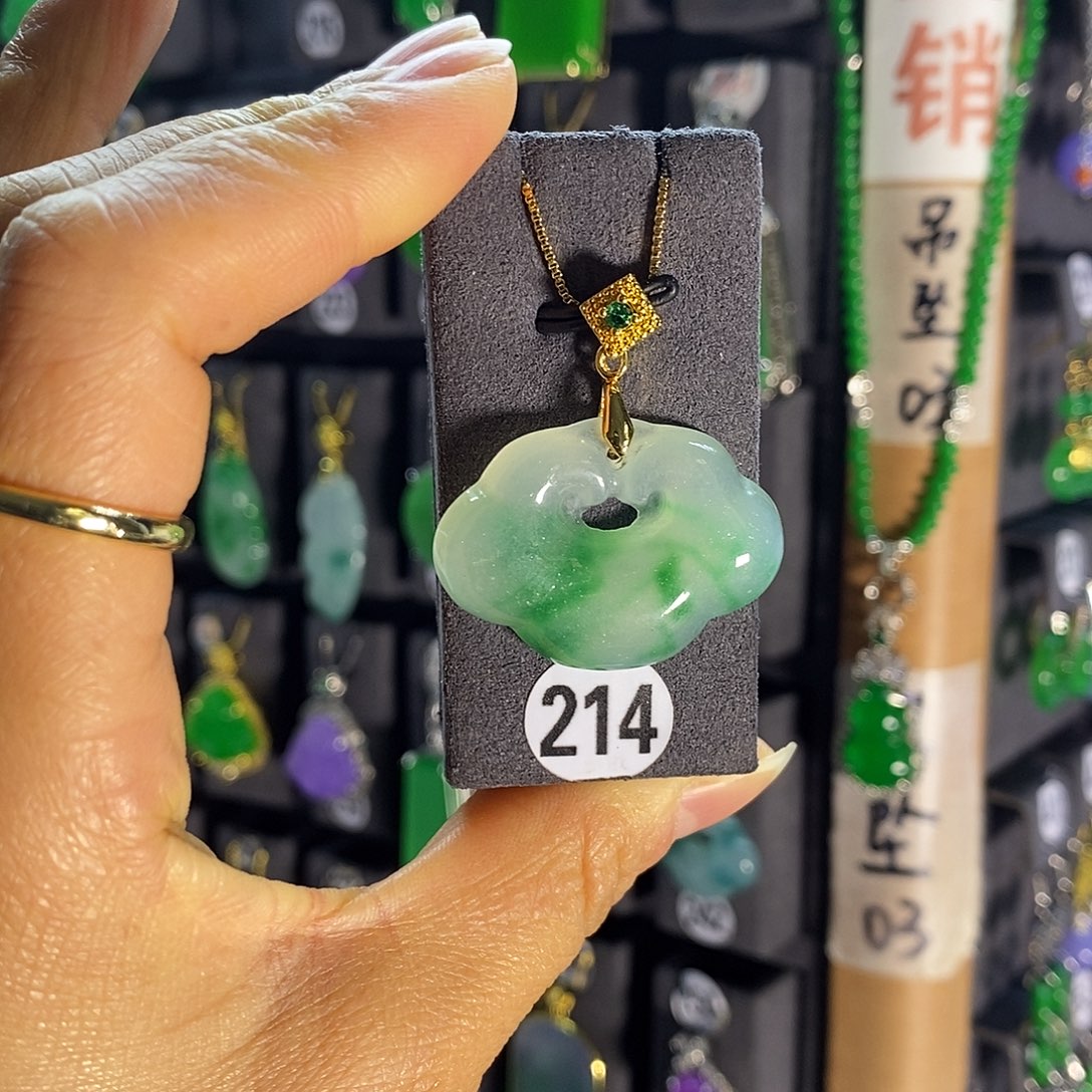 银S925镶嵌翡翠耳饰214