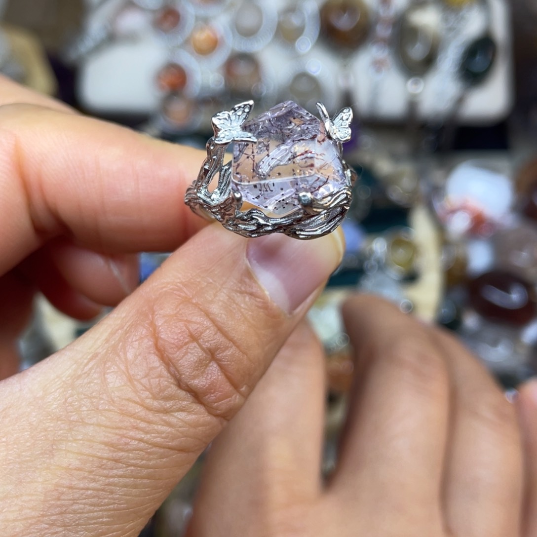 【闪购商品】银S925镶嵌珠宝半成品水晶戒指