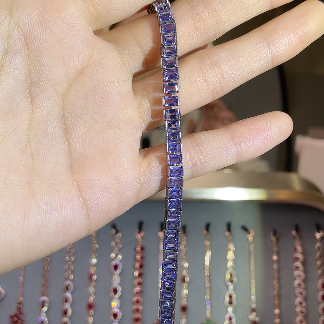 坦桑石银S925镶嵌手链