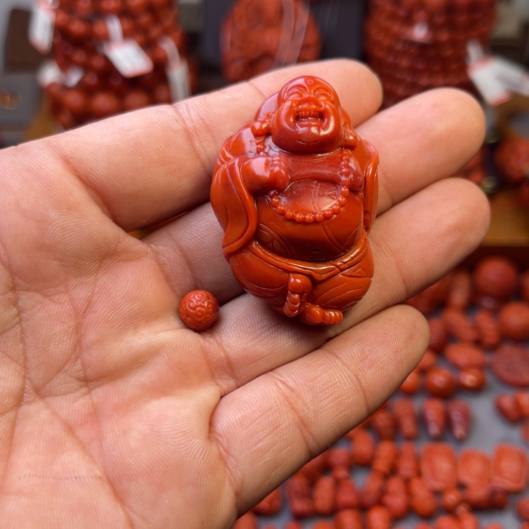 海***楼南红玛瑙未镶嵌保山精工圆珠手串卡10➕