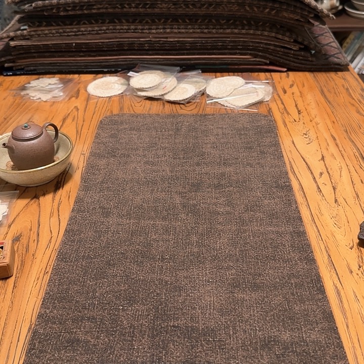 紫砂香云纱双面茶席