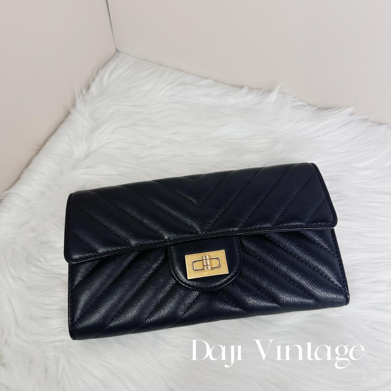 95新 Chanel/香奈儿 大吉中古/Chanel香奈儿黑金v纹钱包