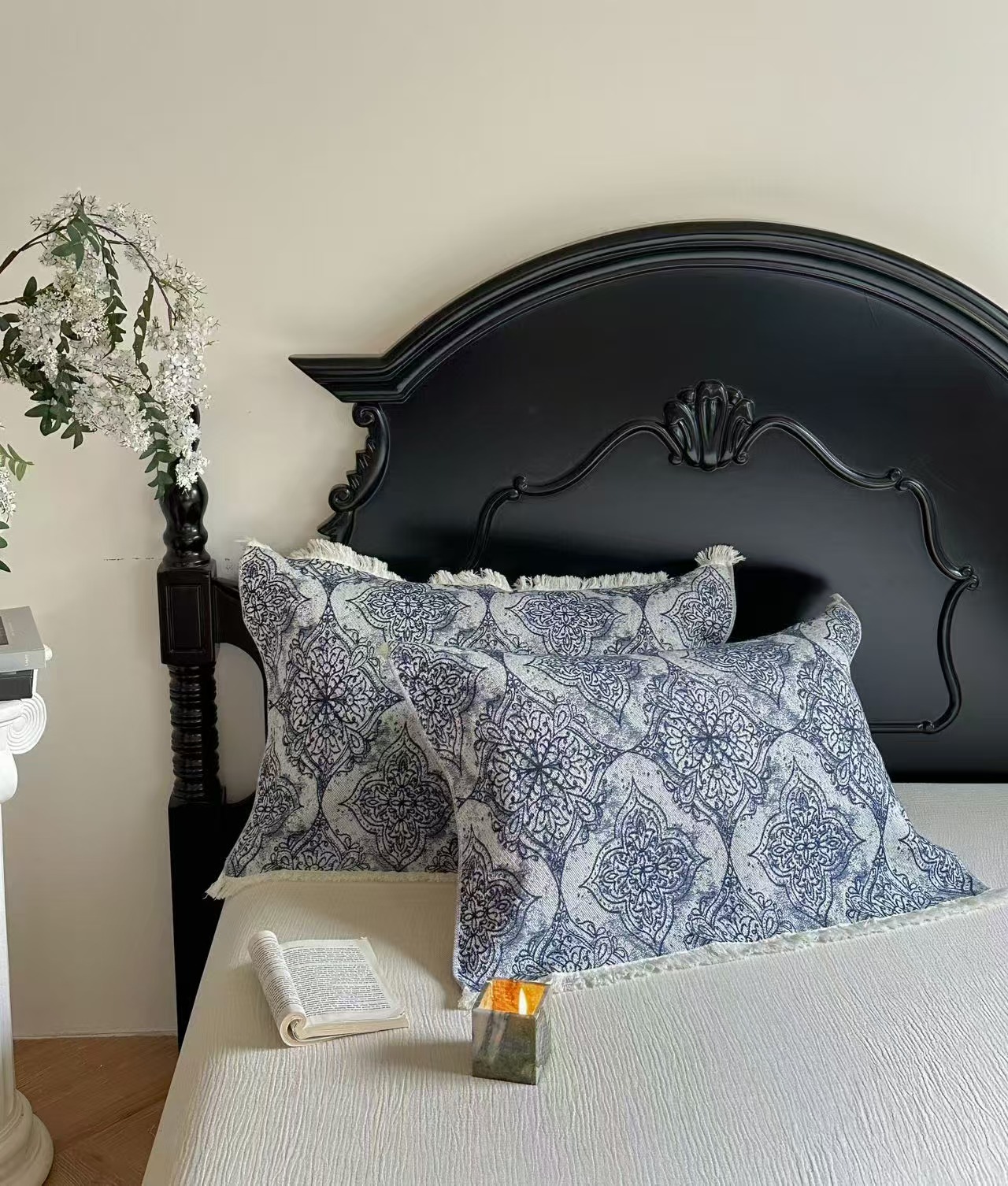 M【枕巾-墨染-蓝】52*78一对装轻奢高端精梳棉枕巾