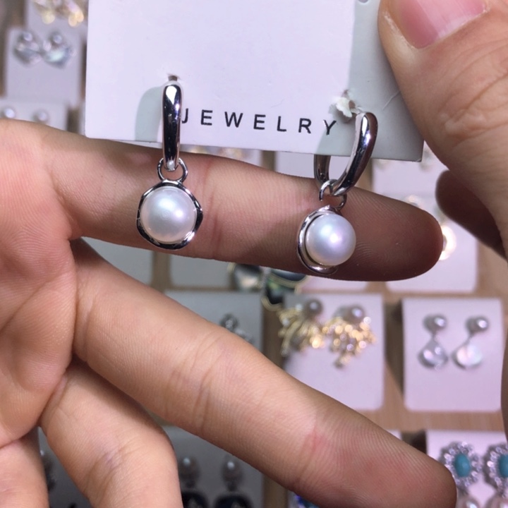 淡水珍珠耳饰银S925镶嵌