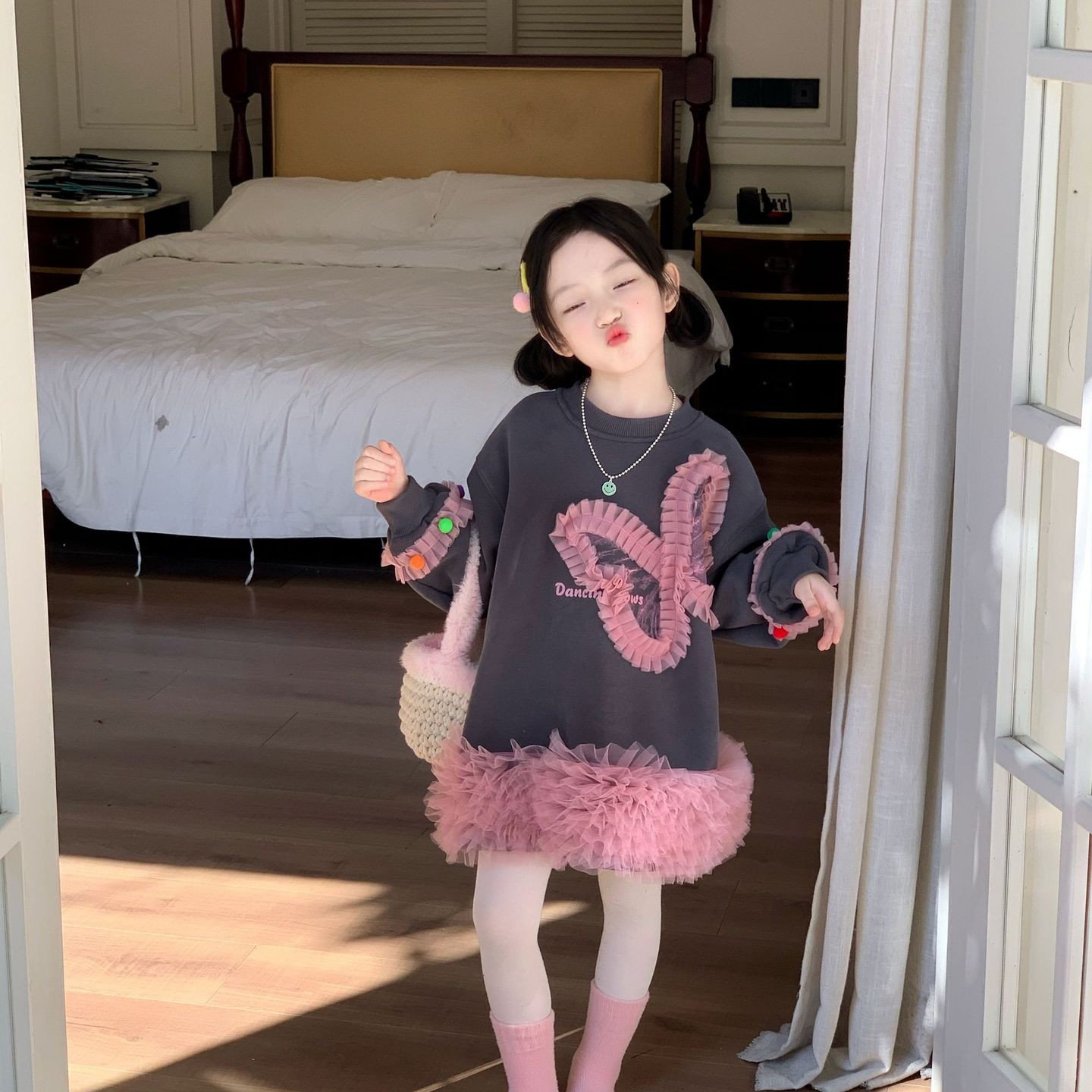 女童加绒卫衣裙2025秋冬季新款中小童韩版连衣裙儿童加厚上衣洋气