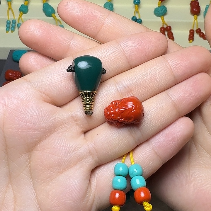 非金属三通一个，貔貅，弟子4绿2红，穿好发货