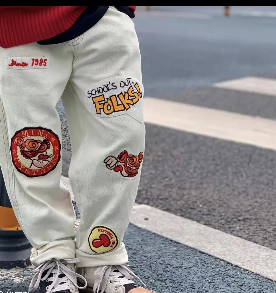 2025【阔儿潮牌】休闲时尚洋气牛仔裤儿童春款大童宽松印花休闲裤