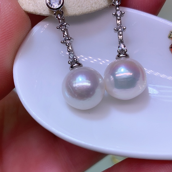 银S925镶嵌耳饰淡水珍珠