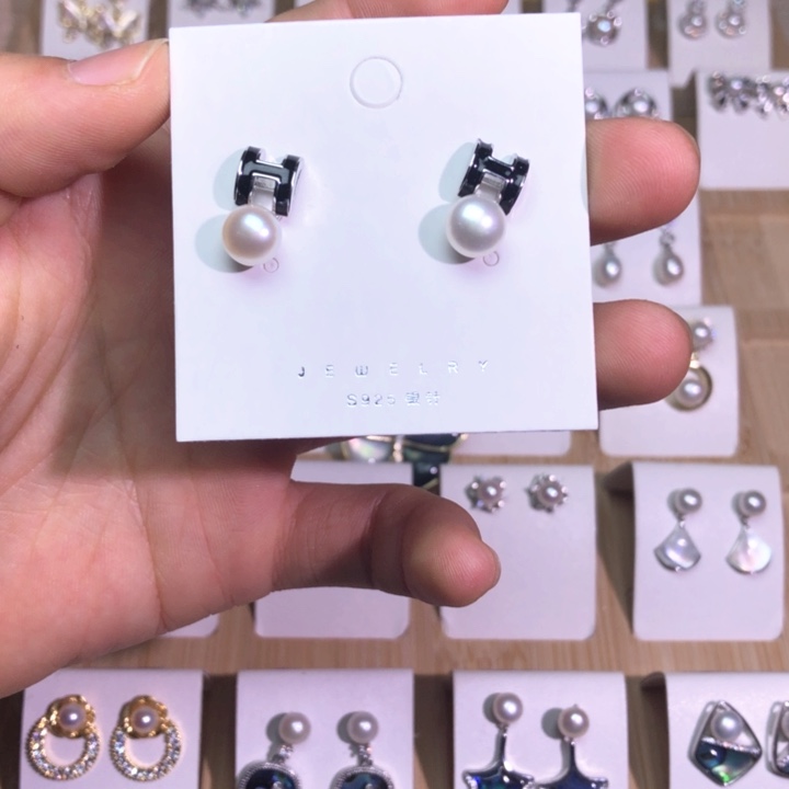 淡水珍珠耳饰银S925镶嵌