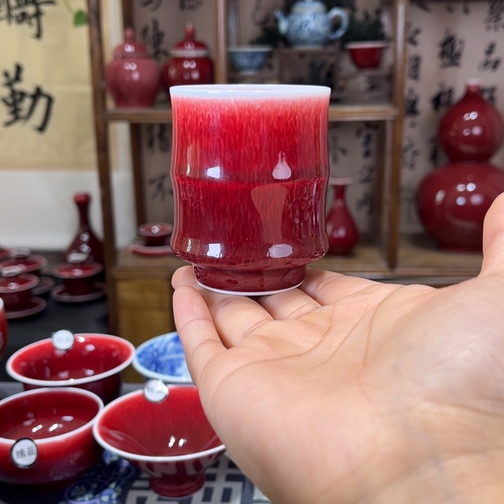 景德镇陶瓷浅行窑竹节杯