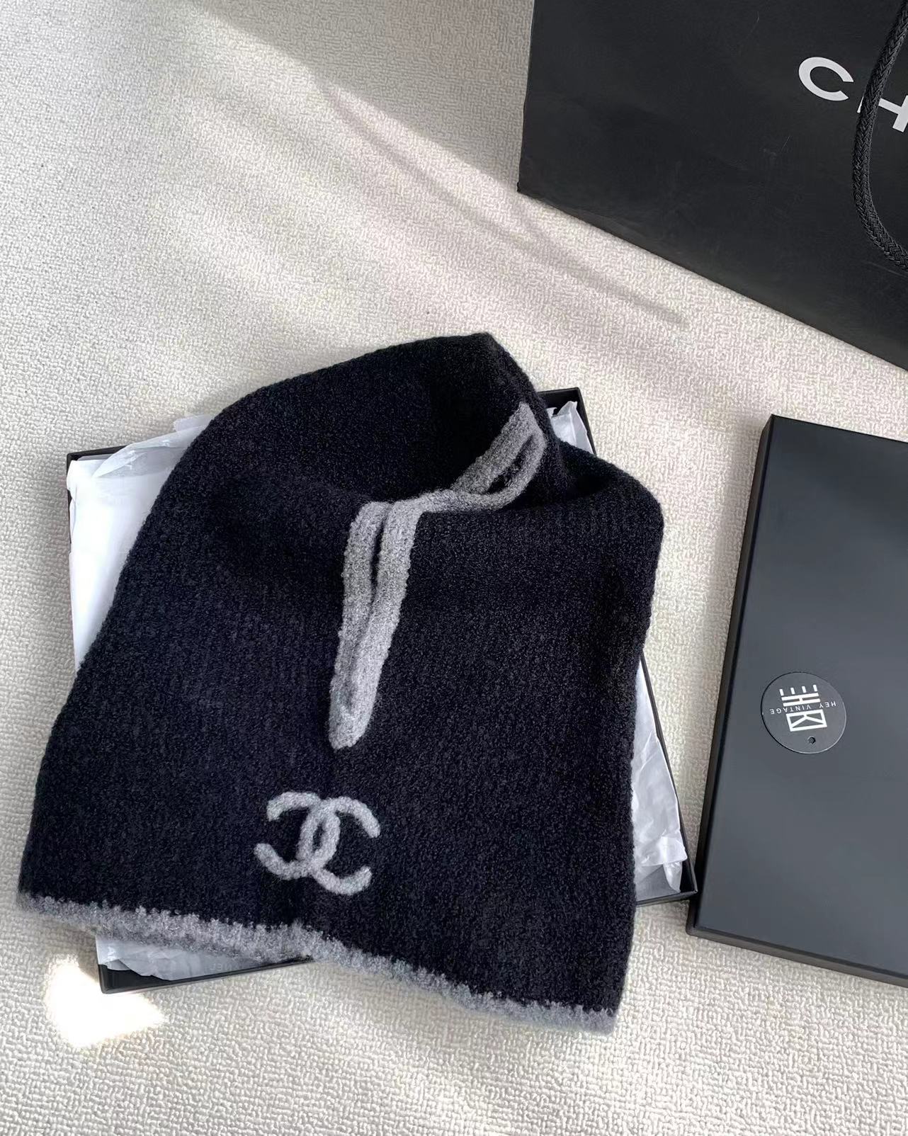 未使用 Chanel/香奈儿 25k灰色针织羊绒冷帽 55-60码 16649159