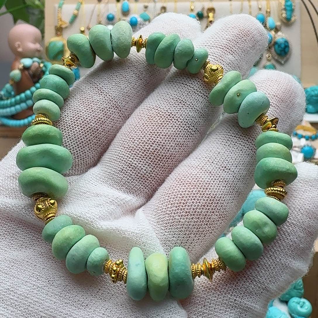 绿松石珠宝奇石18K金镶嵌