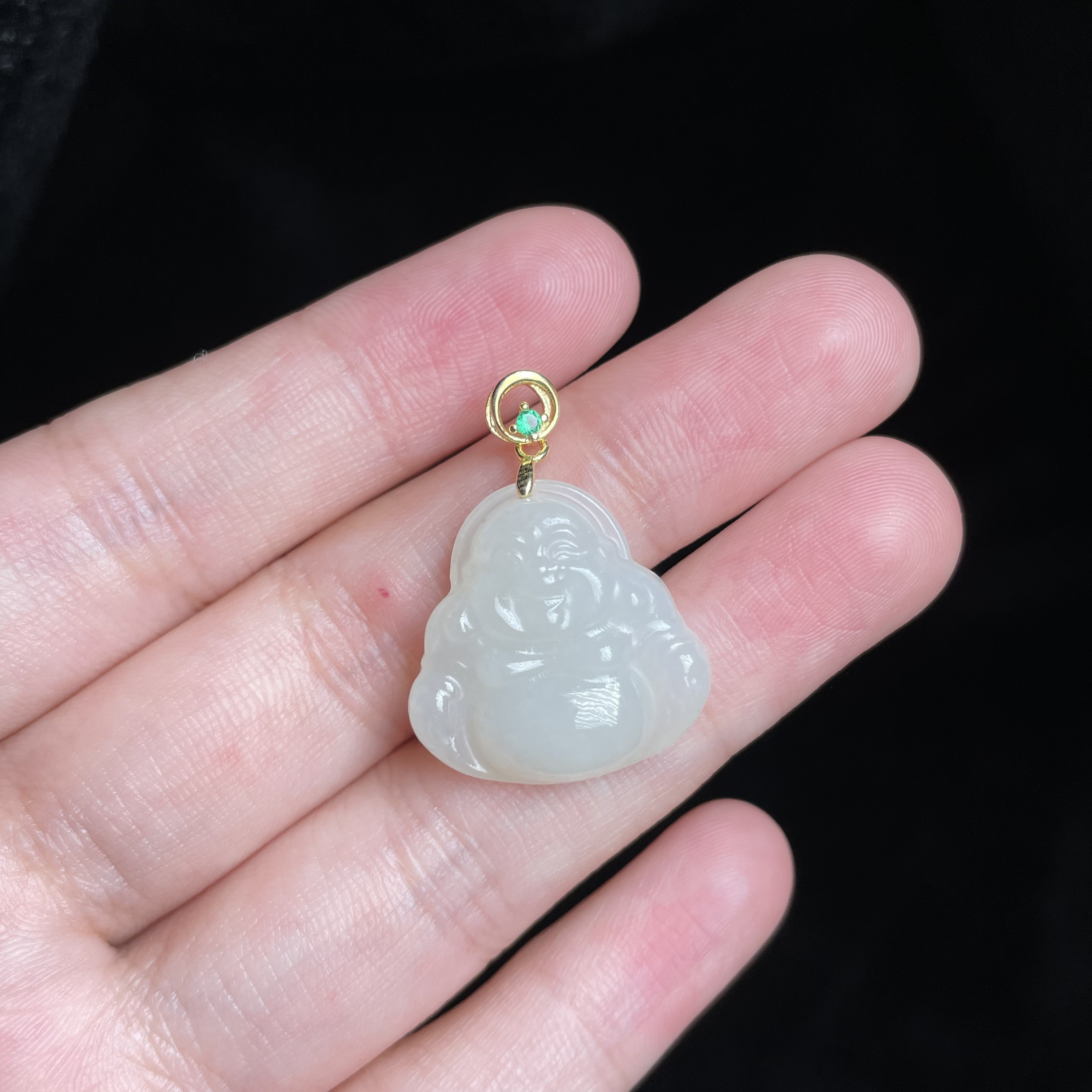 L【玉总珠宝】925银和田玉佛公吊坠-约19*5mm 多样性发一 CAN152012