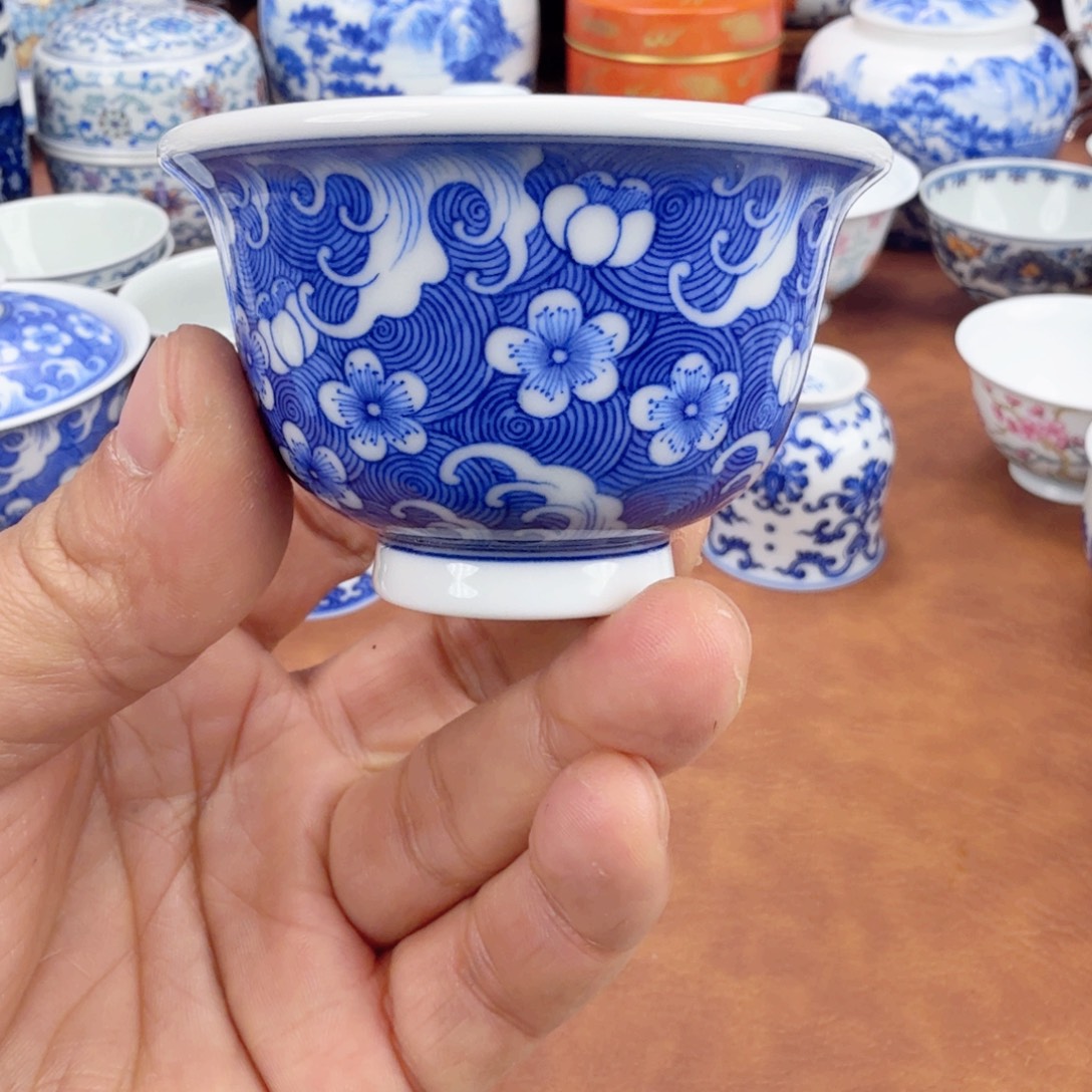 陶摆件福利青花单杯