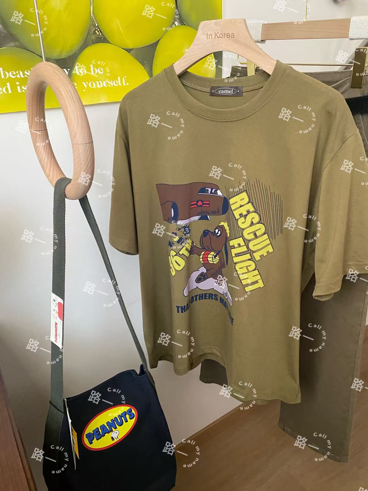 韩国代购.  Camel  狗爷爷 绿色短袖  L25052443