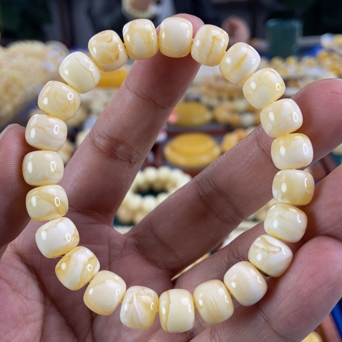 琥珀珠宝奇石未镶嵌10虎皮纹手串13.15