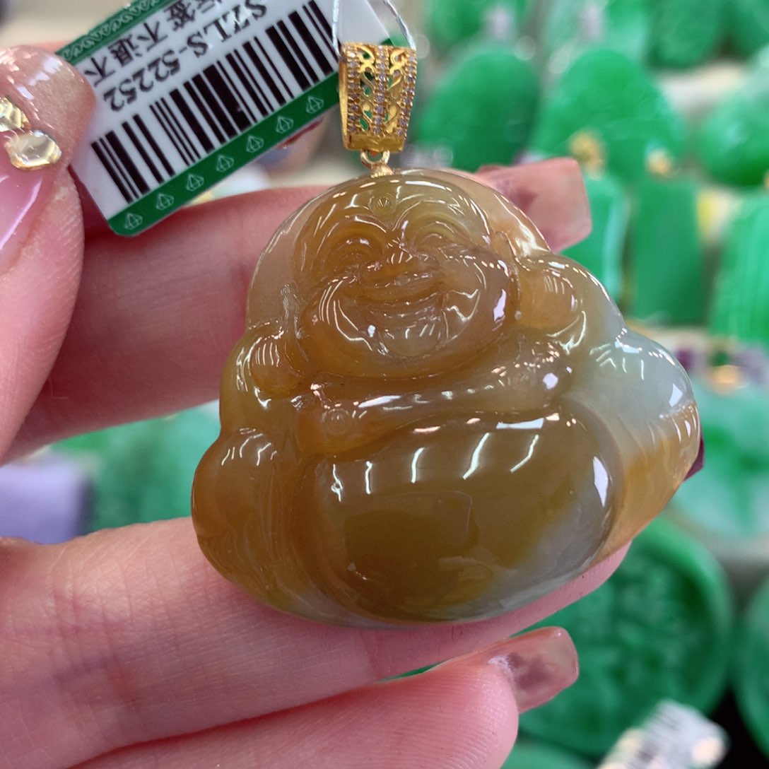 翡翠吊坠(不含链)18K金镶嵌