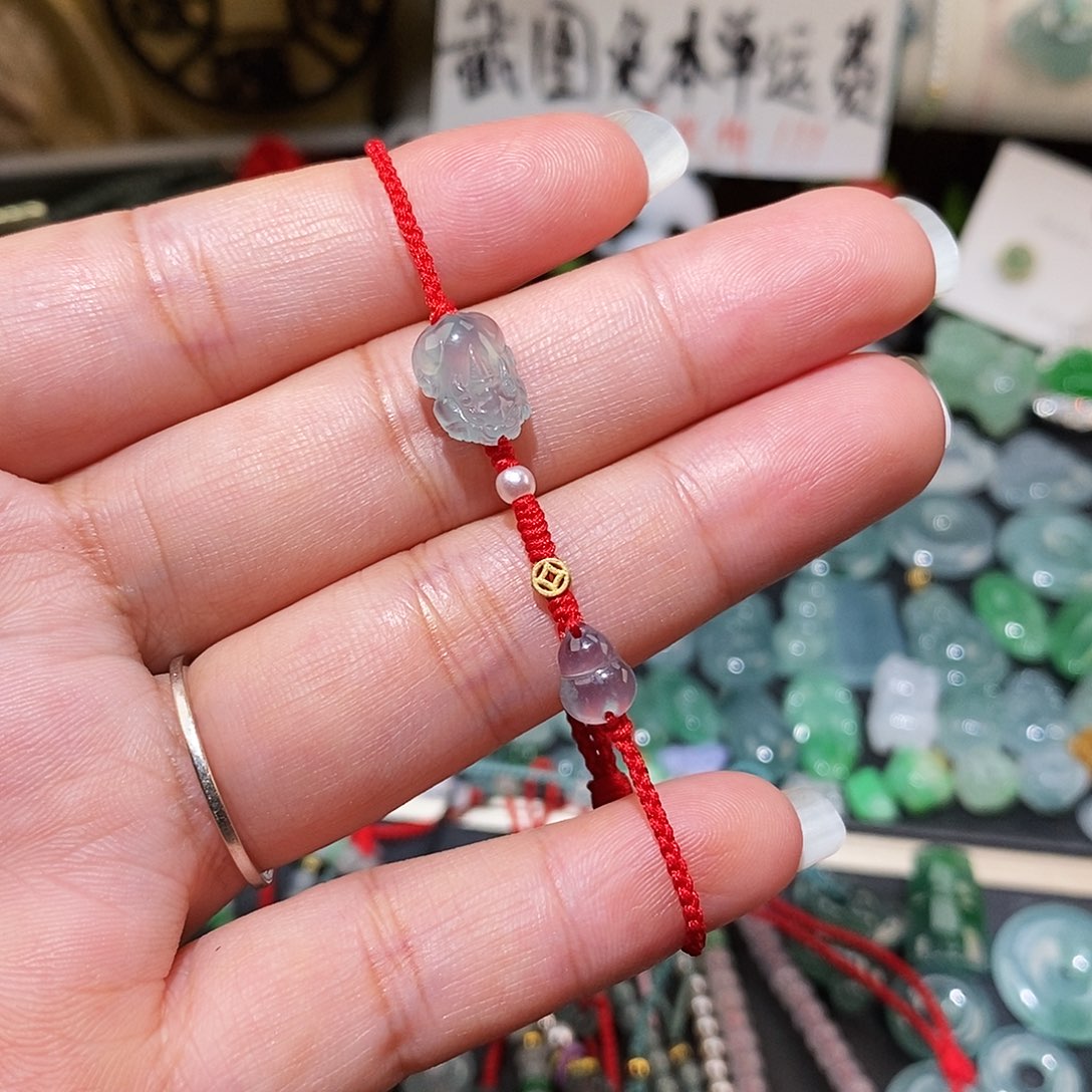 翡翠未镶嵌颈饰貔貅葫芦红绳15