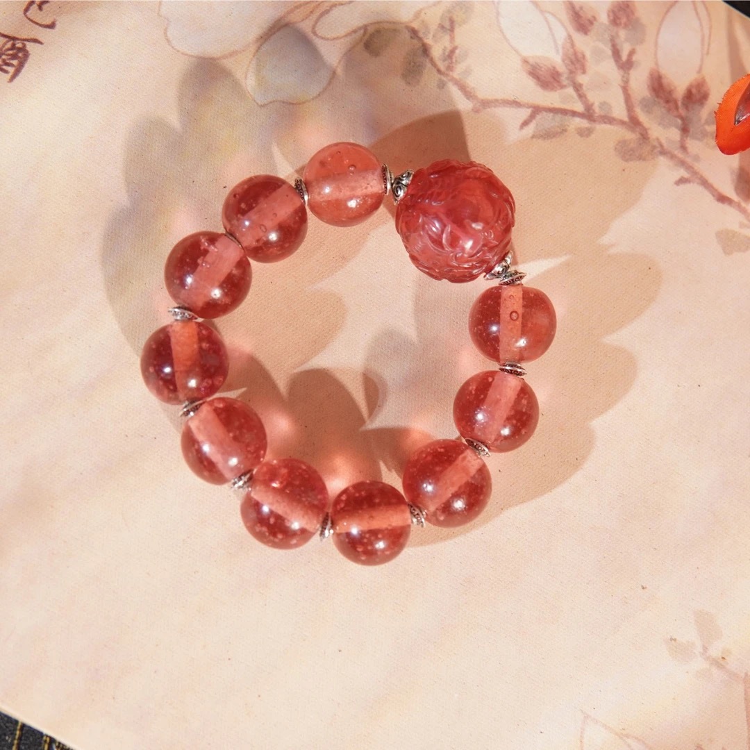 老琉璃复古百搭碧玺色手串120711