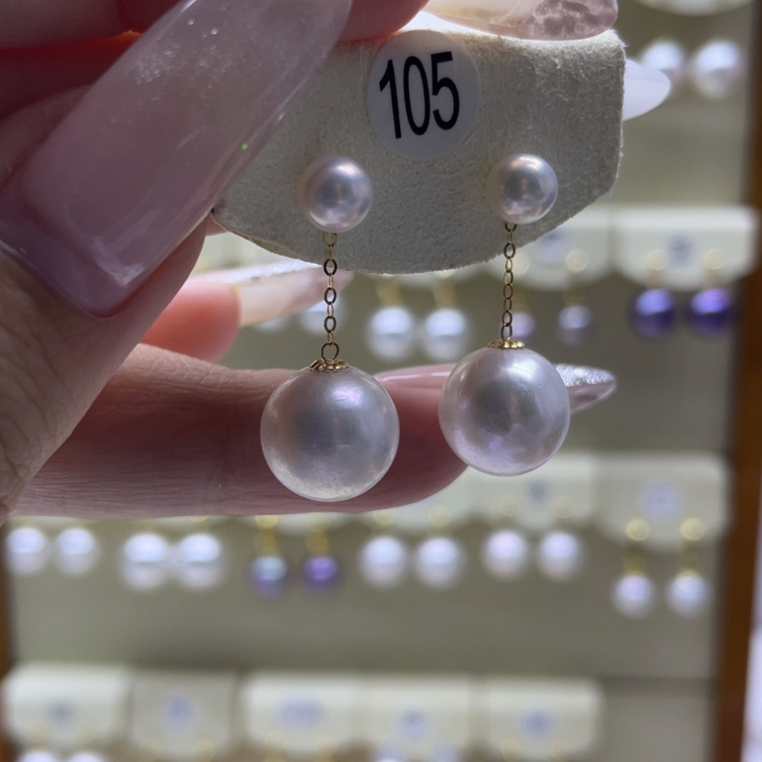 淡水珍珠耳饰18K金镶嵌