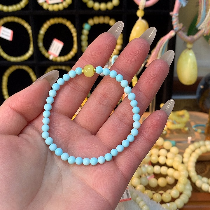 琥珀手链未镶嵌蜜蜡手串圆珠